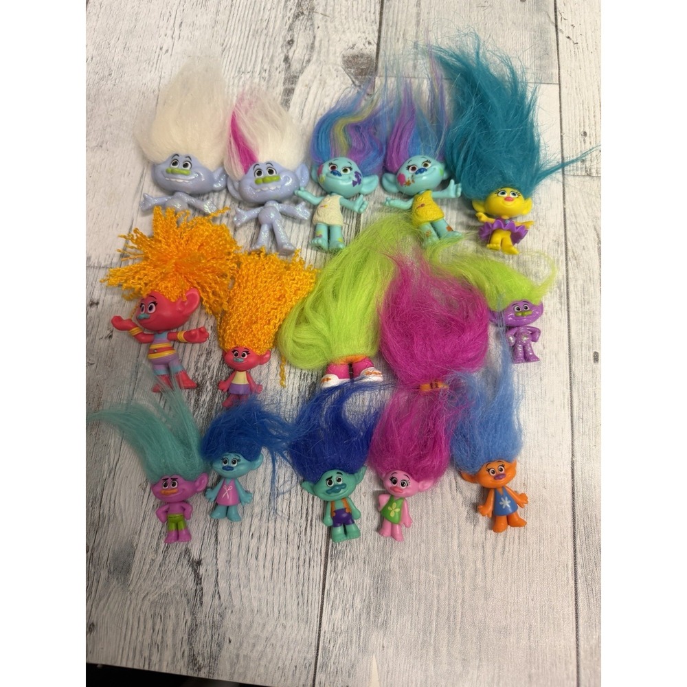 DreamWorks‎ Trolls Mixed Figure Lot Hasbro 2015 Fuzzbert Hair Trolls Lot 15